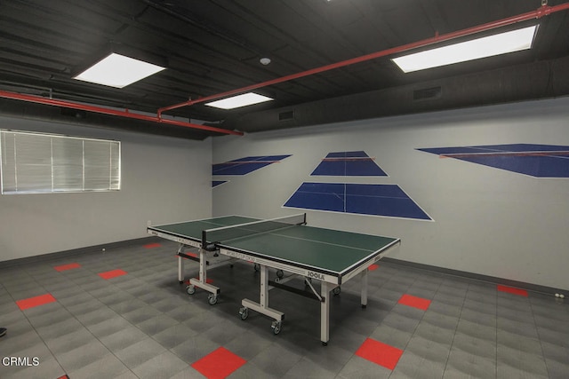 game room with basketball court