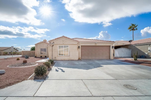 view of front of property with a garage