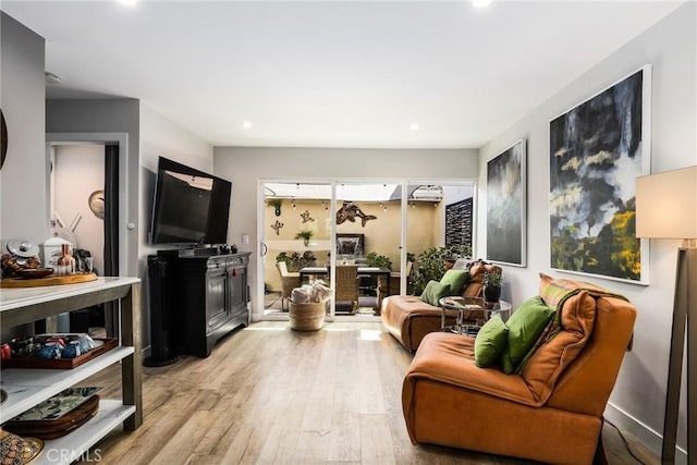 living room featuring light hardwood / wood-style floors