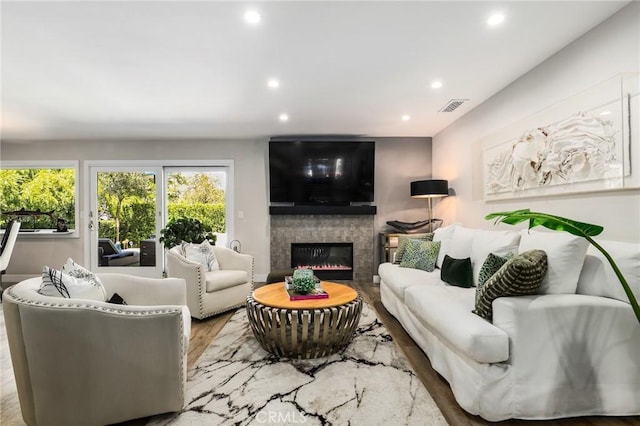 living room featuring light hardwood / wood-style flooring