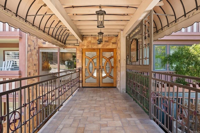 doorway to property with french doors