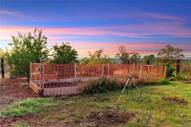 view of yard at dusk