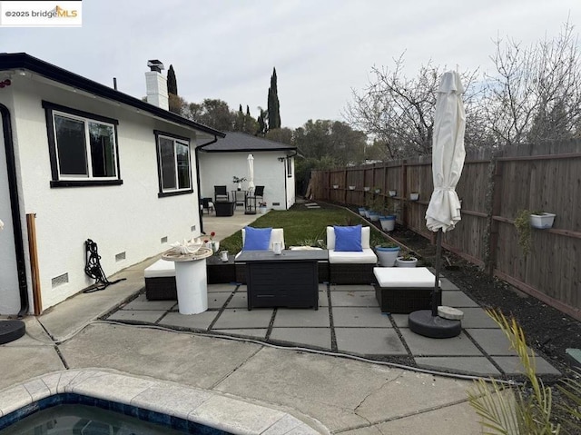 view of patio / terrace featuring an outdoor hangout area