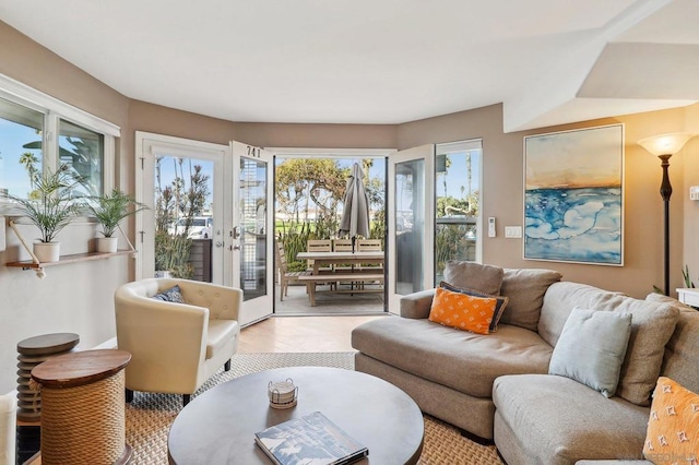 view of tiled living room