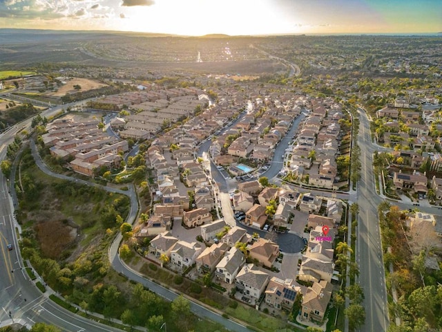 view of aerial view at dusk