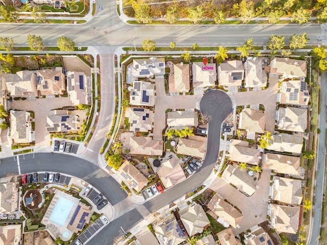 bird's eye view featuring a residential view