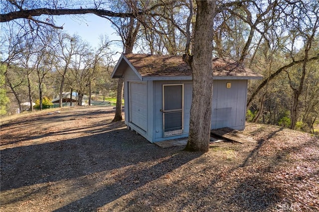 view of shed