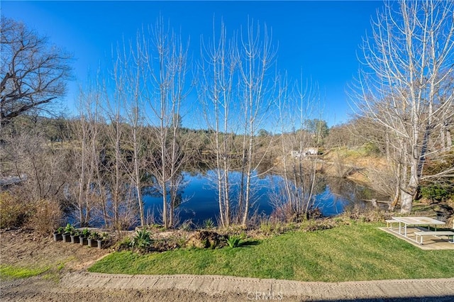 property view of water with a forest view