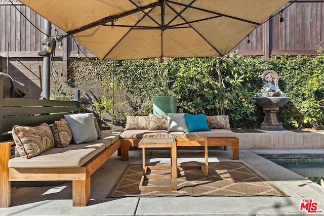 view of patio / terrace featuring an outdoor living space