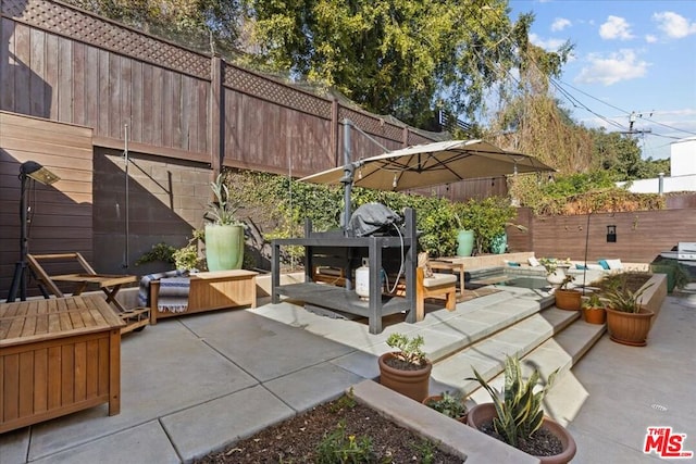 view of patio / terrace with a pool