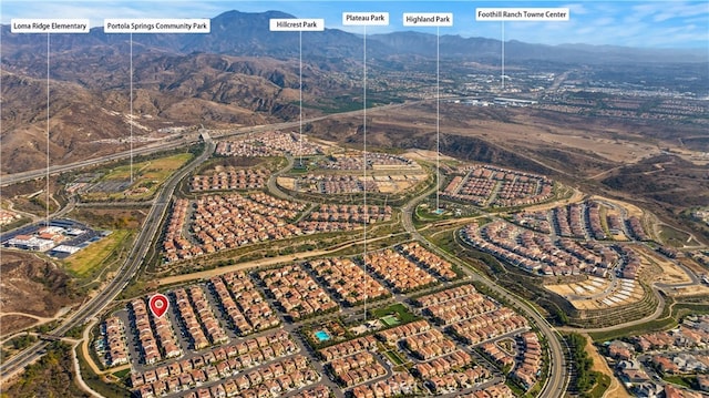 aerial view with a mountain view