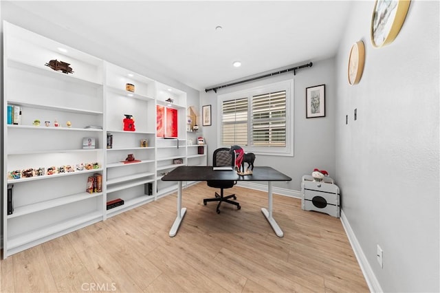 home office featuring light wood-type flooring