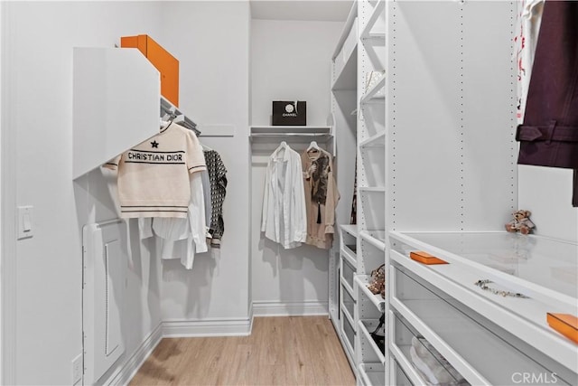 spacious closet with light wood-type flooring