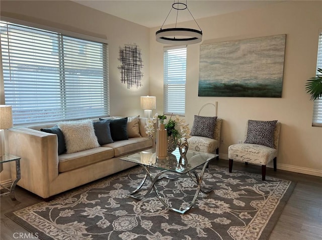 living room with hardwood / wood-style flooring