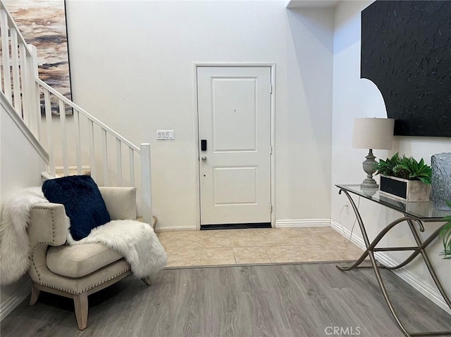 entrance foyer with light wood-type flooring