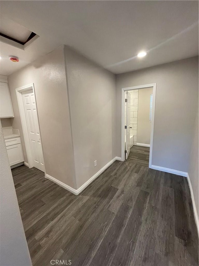 empty room with dark wood-type flooring