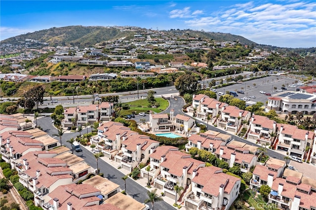 aerial view with a mountain view