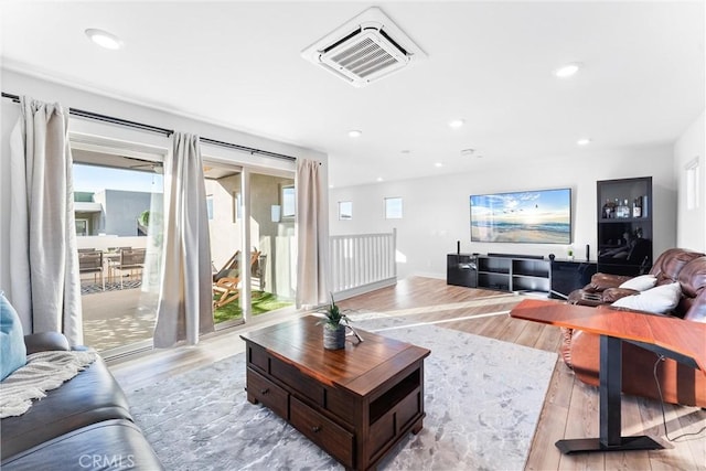 living room featuring light hardwood / wood-style flooring