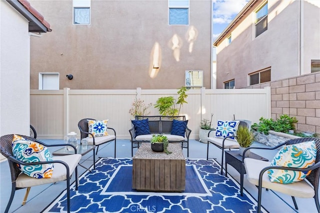 view of patio featuring an outdoor hangout area