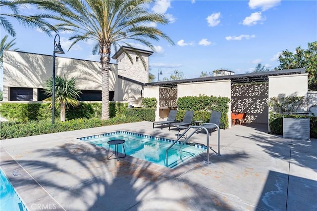 view of swimming pool with a patio