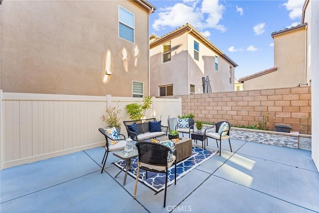 view of patio / terrace with an outdoor living space