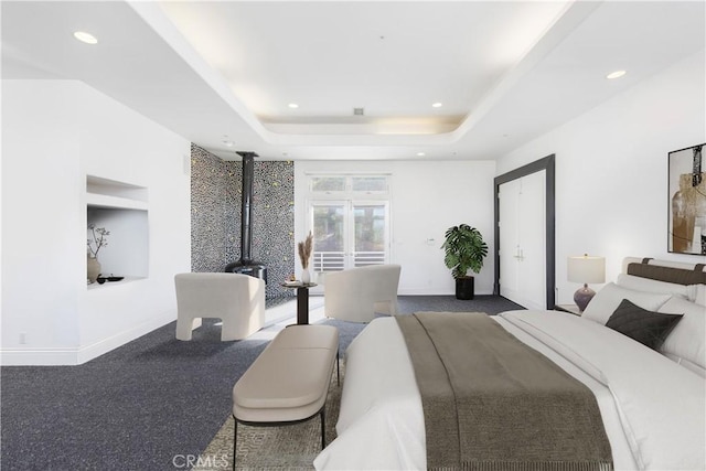 bedroom featuring a tray ceiling