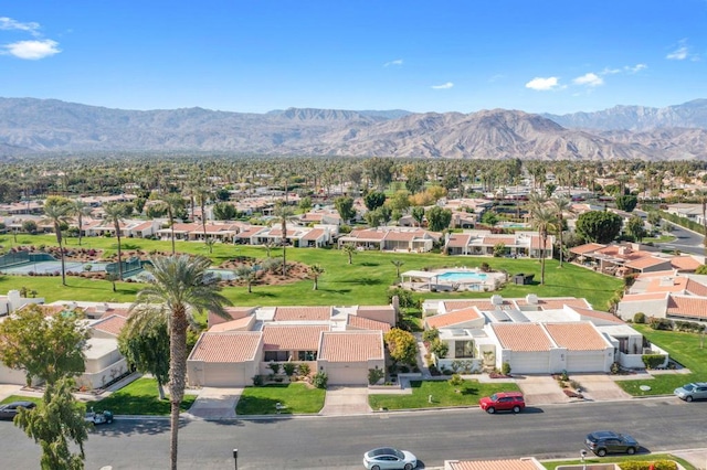 aerial view with a mountain view