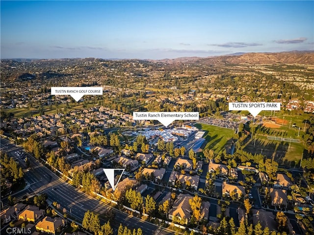 aerial view with a mountain view