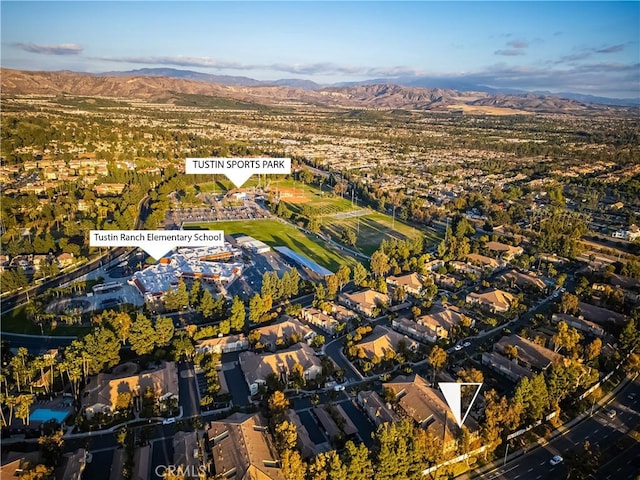 aerial view with a mountain view