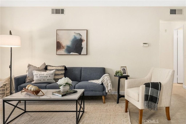 living room with light carpet