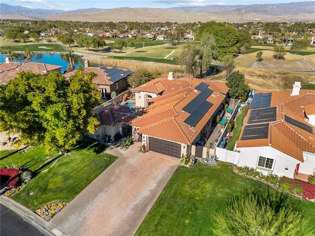 bird's eye view featuring a residential view and a mountain view