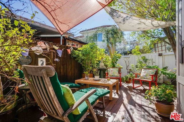 view of patio featuring a deck