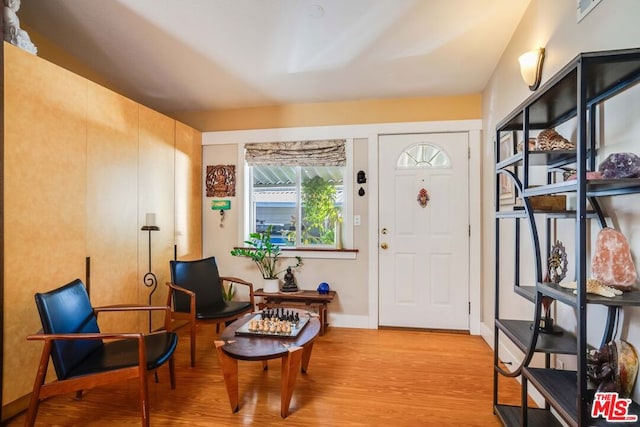 foyer with light wood-type flooring