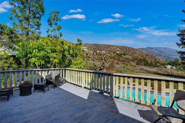 deck featuring a mountain view