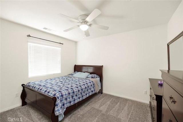 bedroom with carpet floors and ceiling fan