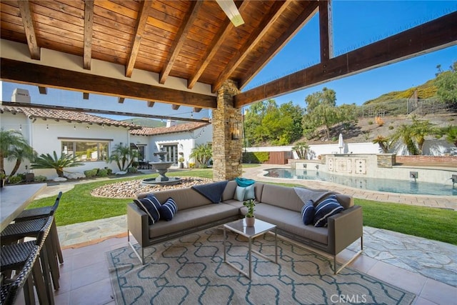 view of patio featuring an outdoor living space