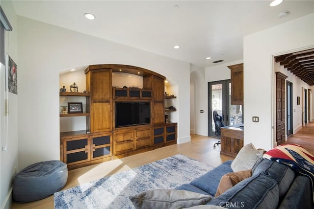 living room featuring light hardwood / wood-style floors