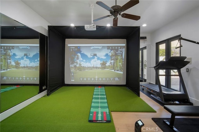 recreation room featuring golf simulator