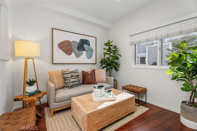 sitting room with wood-type flooring