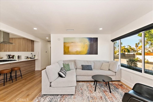 living room featuring light hardwood / wood-style floors