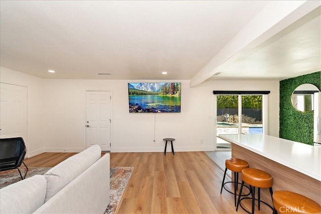 living room with light wood-type flooring