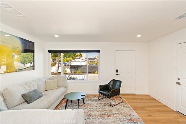 living room with light wood-type flooring