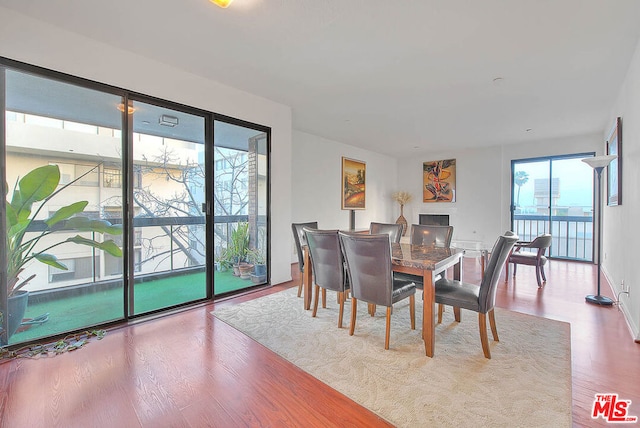 dining room with wood-type flooring