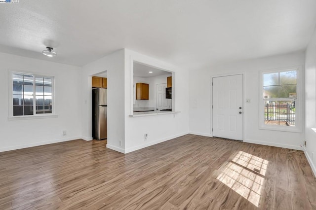 unfurnished living room featuring light hardwood / wood-style floors