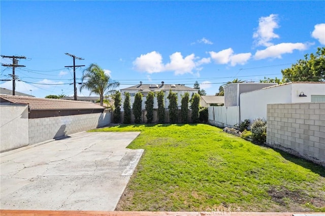 view of yard featuring a patio area