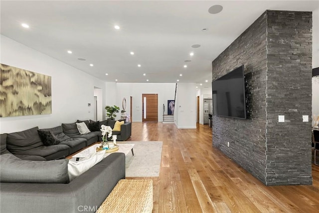 living room with light wood-type flooring