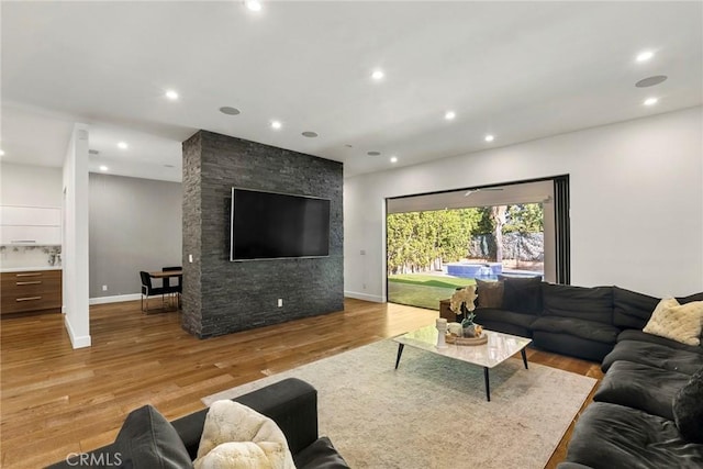 living room with light wood-type flooring