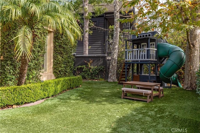 view of yard featuring a playground