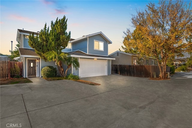 view of front facade with a garage