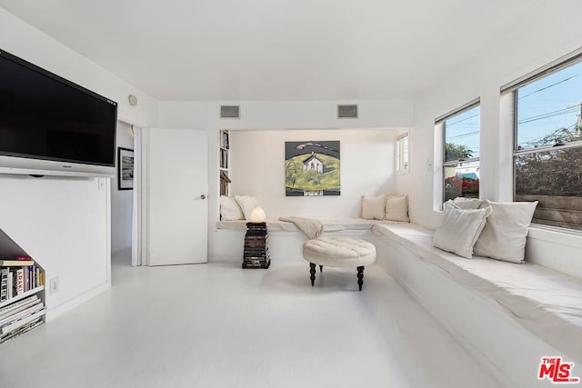 living room with concrete flooring